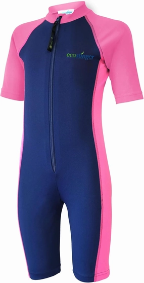 EcoStinger® Girls One Piece Sunsuit UV Protective Swimsuit Chlorine Resistant UPF50  Navy Pink