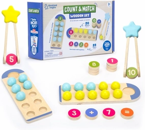 Educational Insights Count & Match Wooden Set – Preschool Math Manipulatives, Toddler Learning Toys, Montessori Numbers, Wooden Counting Sets for Kids Ages 3 