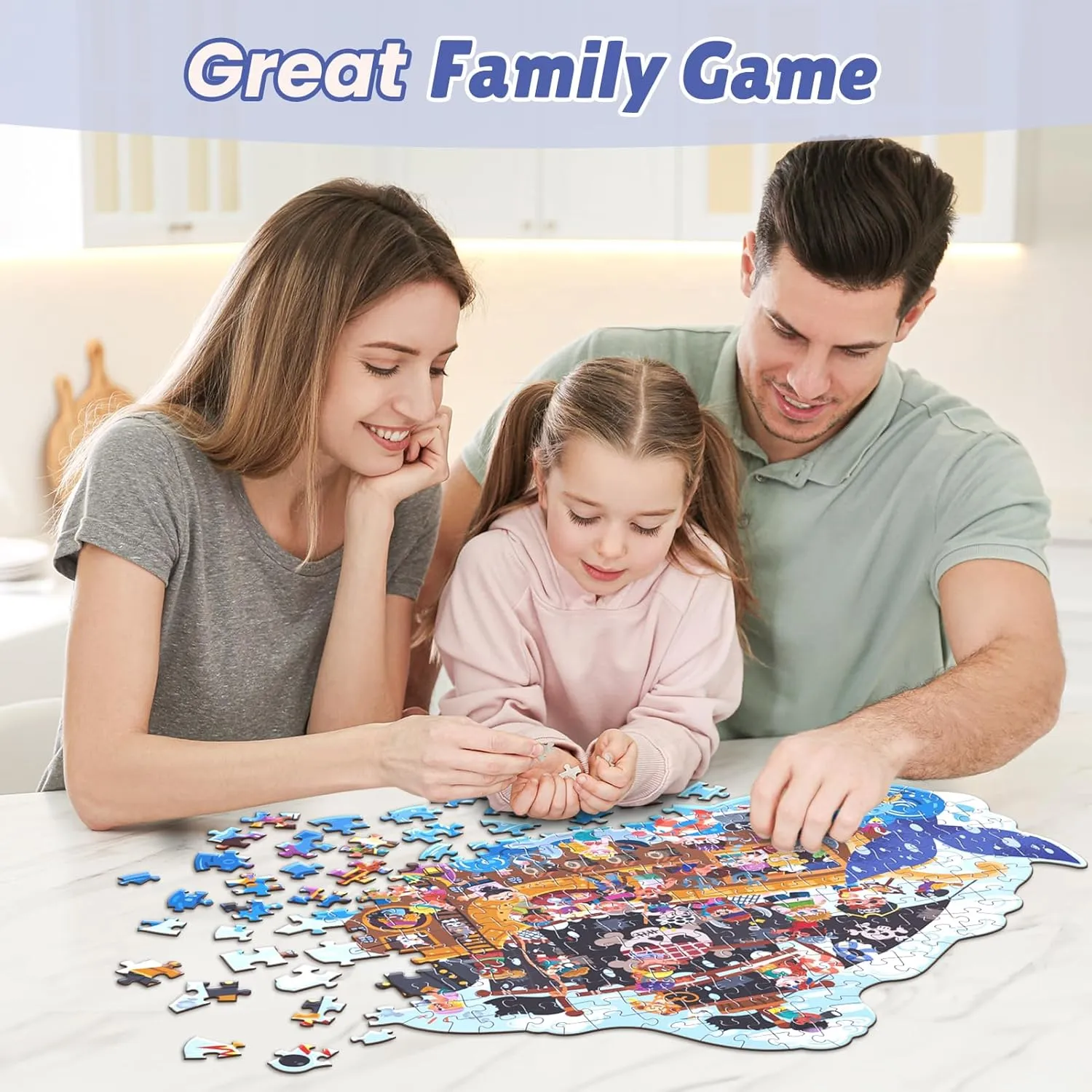 ELX 206 Piece Pirate Jigsaw Puzzle for Kids 6 , Large Floor Puzzle for Preschool Learning with Storage Bag, Educational Toy Gift Birthday and Christmas for Boys Girls