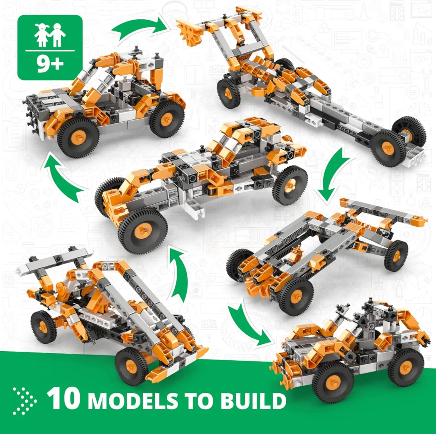 Engino STEM Toys, Technology of Machines- How Cars Work, Construction Toys for Kids 9 , Educational Toys, Gifts for Boys & Girls (10 Model Options)