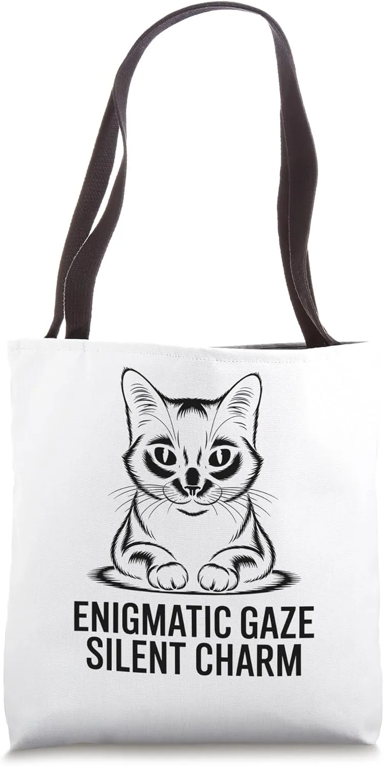 Enigmatic Gaze Silent Charm Cat Lover Feline Pet Meow Cats Tote Bag