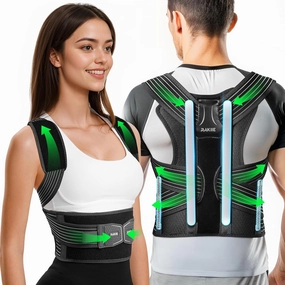 Ergonomic Back Straightener Posture Corrector, Adjustable Non-slip Back Strap Can Wear by Self, lumbar Support for Shoulder Neck Hump Slouching Corrector, Gray Size S (Upper Waist: 29.5"-35.4")