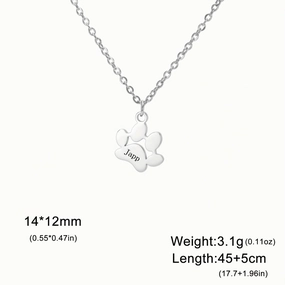 EUEAVAN Personalized Dog Paw Print Pendant Necklace Custom Engraved Name