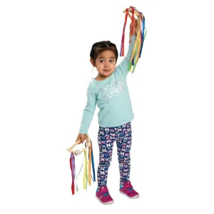 Excellerations Toddler Ribbon Tambourine for Dancing, Preschool, Music Education, Set of 4, Kids Toy