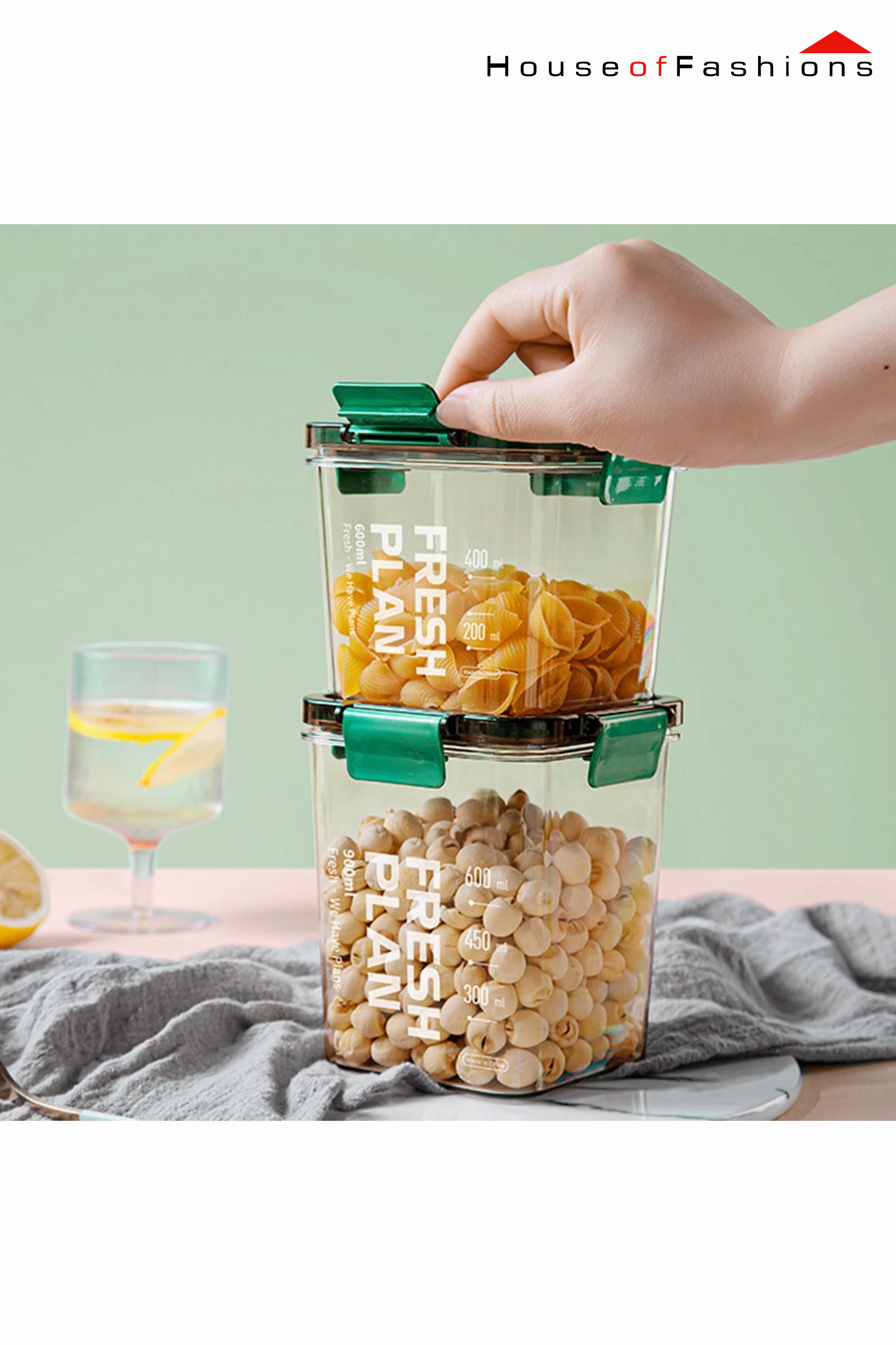 Extra Large Airtight Food Storage Container with Lid – Clear Kitchen Organizer for Flour, Sugar, Rice, Cereal, Snacks – 900ml