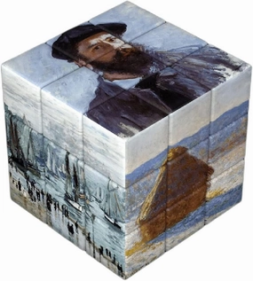Famous Paintings Photo Puzzle Cube, DIY Mosaic Cube, Art Paintings Photo Puzzle Block, Creative Puzzle Cube (C-Monet, 2.2 Inches)