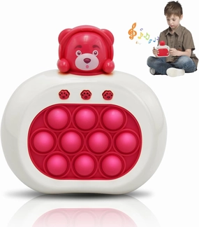 Fast Push Bubble Toys, Handheld Pop Fidget Kids Games, Light up Puzzle Speed Push Game - Autism Sensory Toys for 3  Kids - RED