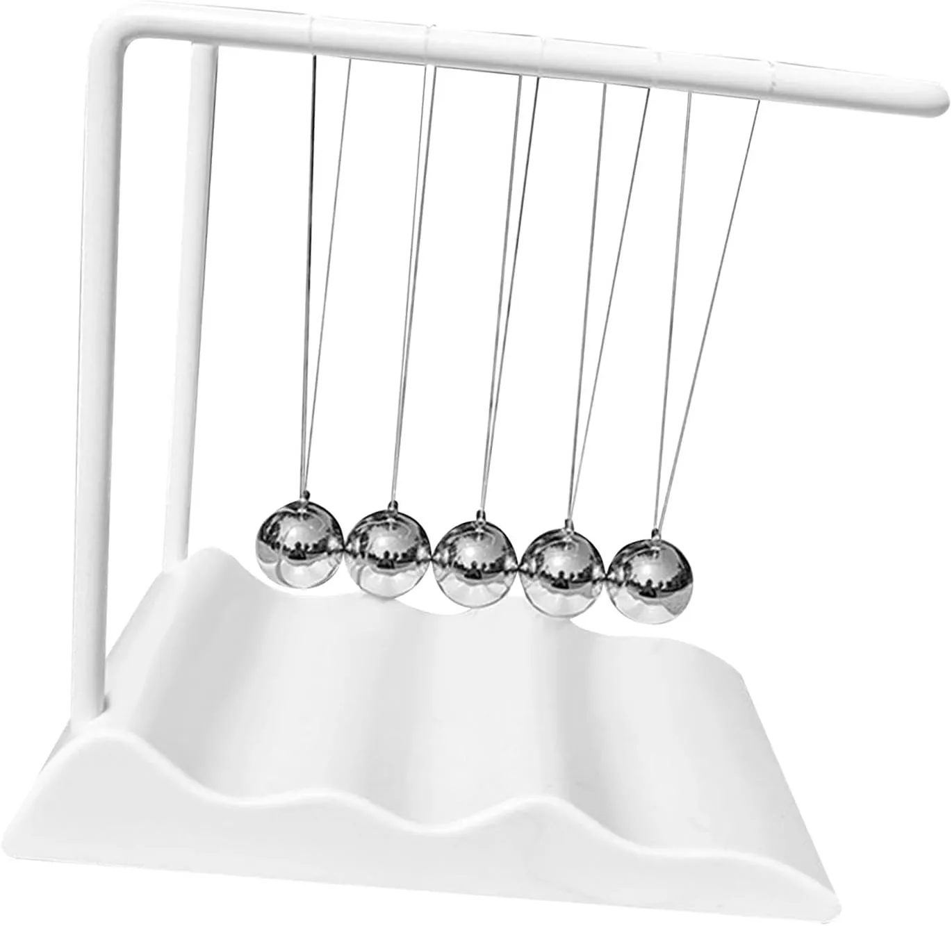 Fenteer Newton's Cradle Pendulum Balls Desk Toy Decorative Educational Swinging Balls Physics Gadget for Bedroom Office Desktop Decor, White