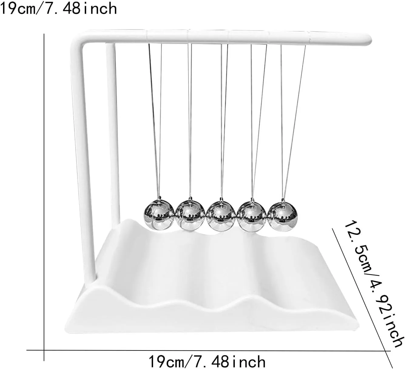 Fenteer Newton's Cradle Pendulum Balls Desk Toy Decorative Educational Swinging Balls Physics Gadget for Bedroom Office Desktop Decor, White