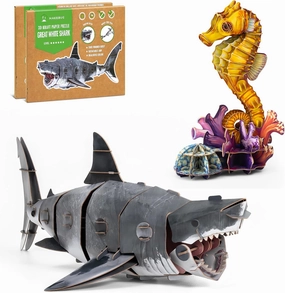 Fidget Toys Sensory STEM Science Kits for Kids 7 Plus Educational for Cognitive Development Ideal Autism and ADHD Learning Birthday Christmas and Party Gifts(Seahorse&White Shark)