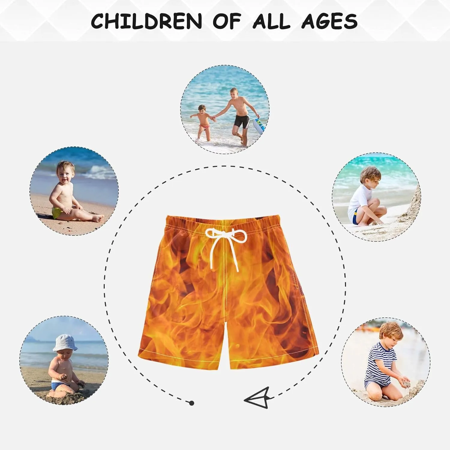 Fire Flame Boys Swim Trunks Toddler Swim Shorts Little Boys Bathing Suit Swimsuit Toddler Boy Swimwear