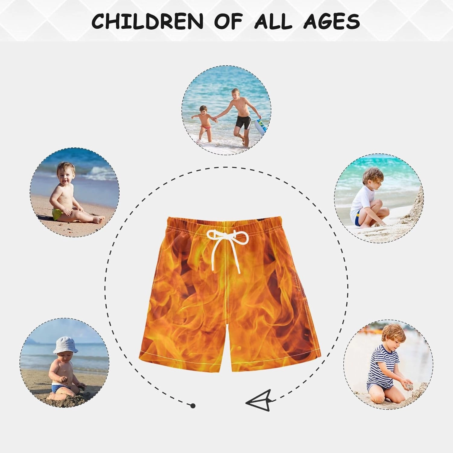 Fire Flame Boys Swim Trunks Toddler Swim Shorts Little Boys Bathing Suit Swimsuit Toddler Boy Swimwear