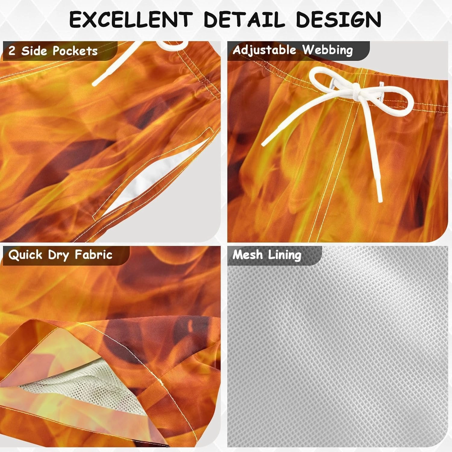 Fire Flame Boys Swim Trunks Toddler Swim Shorts Little Boys Bathing Suit Swimsuit Toddler Boy Swimwear