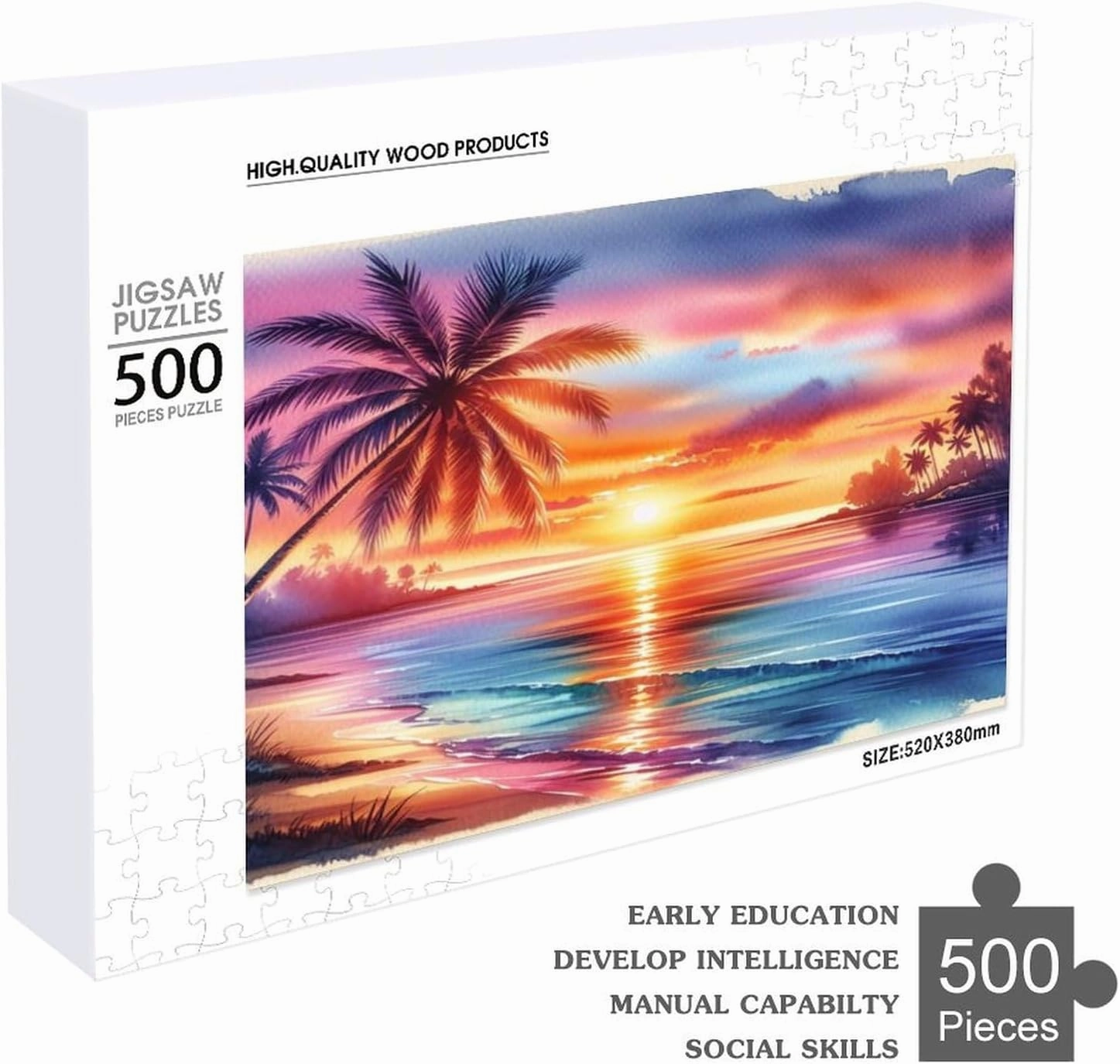 Fish Jigsaw Puzzle for Adults Fun 500 Pieces Animal 3D Home Decoration Stress Relief Education Game Toy Intellectual Game Relaxation and Intelligence 500pcs Gift for Women Men 20.5x15 Inch