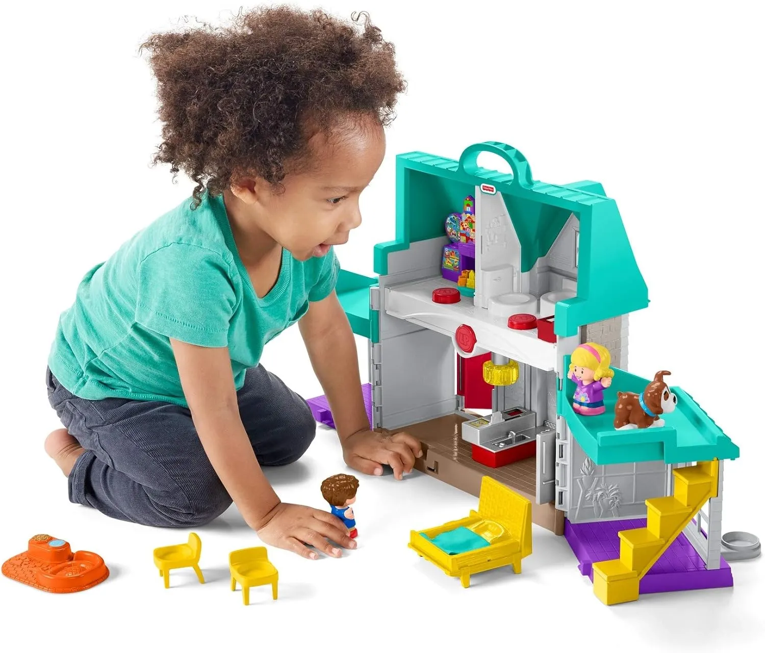 Fisher-Price Little People Toddler Toy Big Helpers Home Playset with Music Lights & Figures for Preschool Pretend Play Kids Ages 1  Years