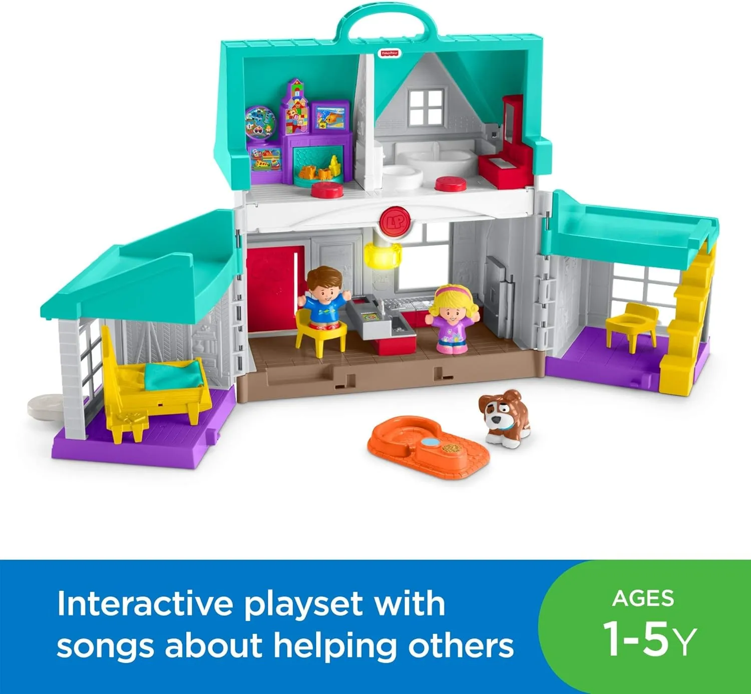 Fisher-Price Little People Toddler Toy Big Helpers Home Playset with Music Lights & Figures for Preschool Pretend Play Kids Ages 1  Years