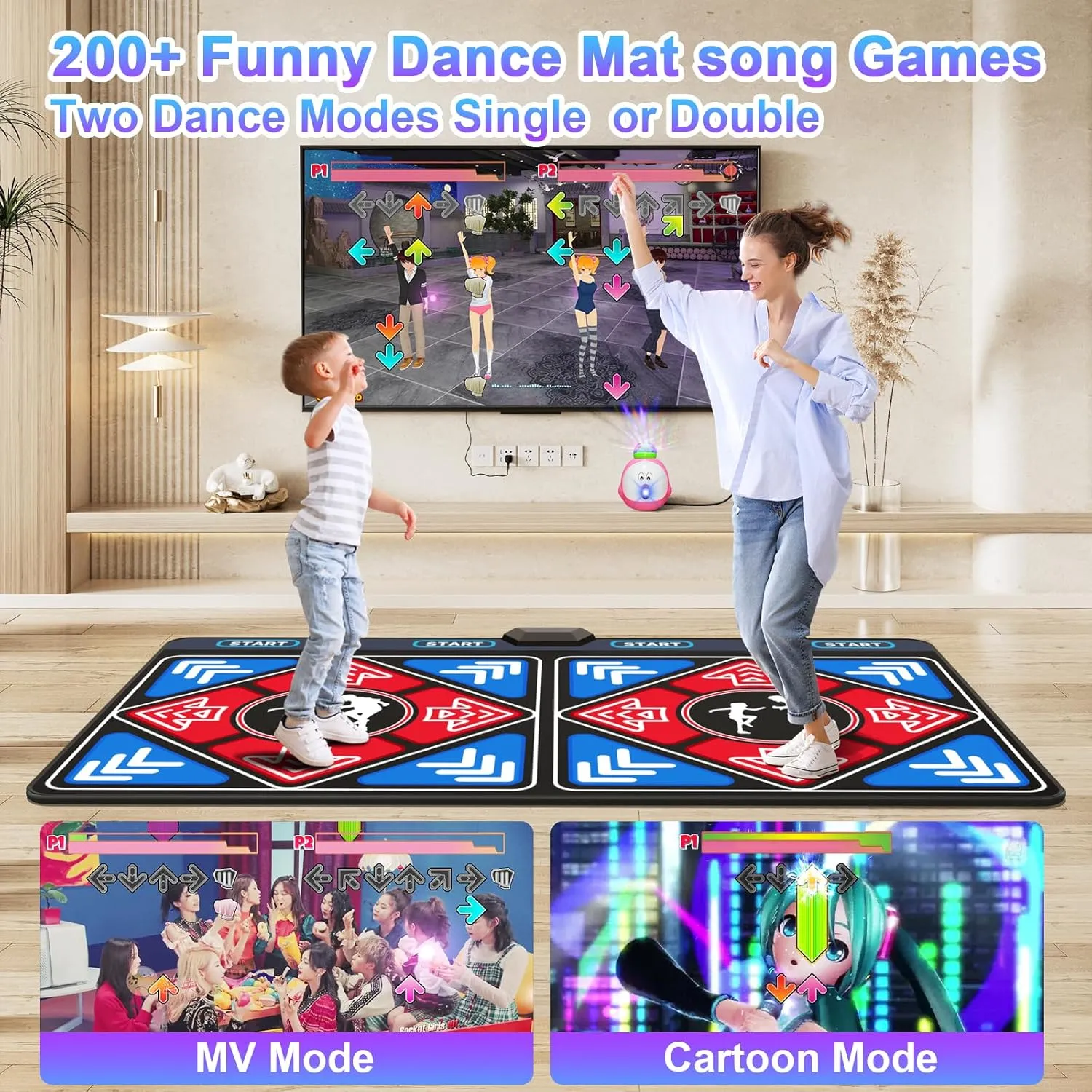 Flannel Dance Mat for Kids and Adults, Electronic Dance Pad for TV, Camera Dancing mat for Exercise&Game,Plug& Play Game for Kids,Gifts for Girls & Boys Ages 3 