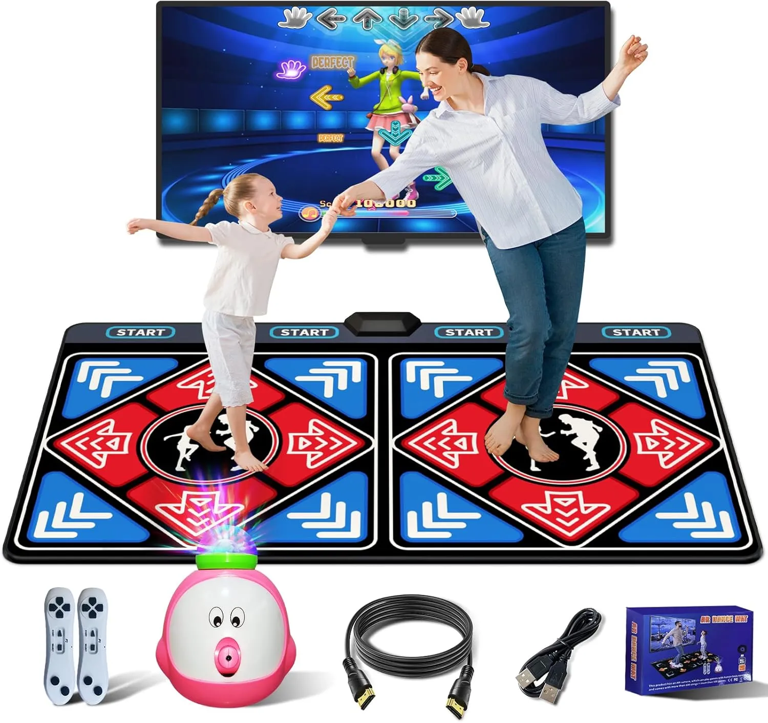 Flannel Dance Mat for Kids and Adults, Electronic Dance Pad for TV, Camera Dancing mat for Exercise&Game,Plug& Play Game for Kids,Gifts for Girls & Boys Ages 3 