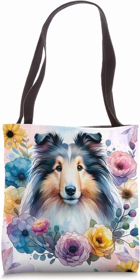 Floral Shetland Sheepdog Mama Cute Sheltie Mom Mother's Day Tote Bag