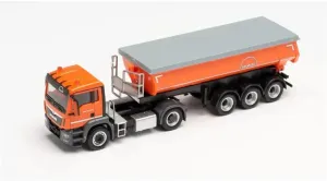 FloZ for Herpa for Man for TGS M Semi-Trailer Dump Truck Orange-red 1:87 Truck Pre-Built Model