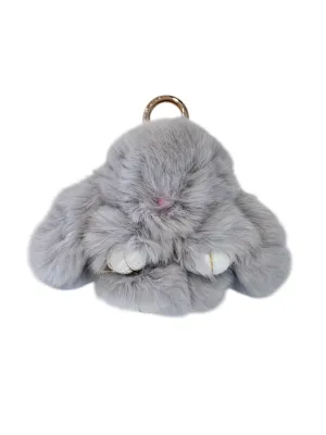 FLUFFY BUNNY BAG CHARM LIGHT GREY