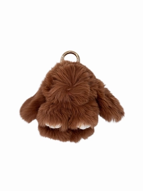 FLUFFY BUNNY BAG CHARM BROWN