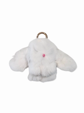 FLUFFY BUNNY BAG CHARM WHITE