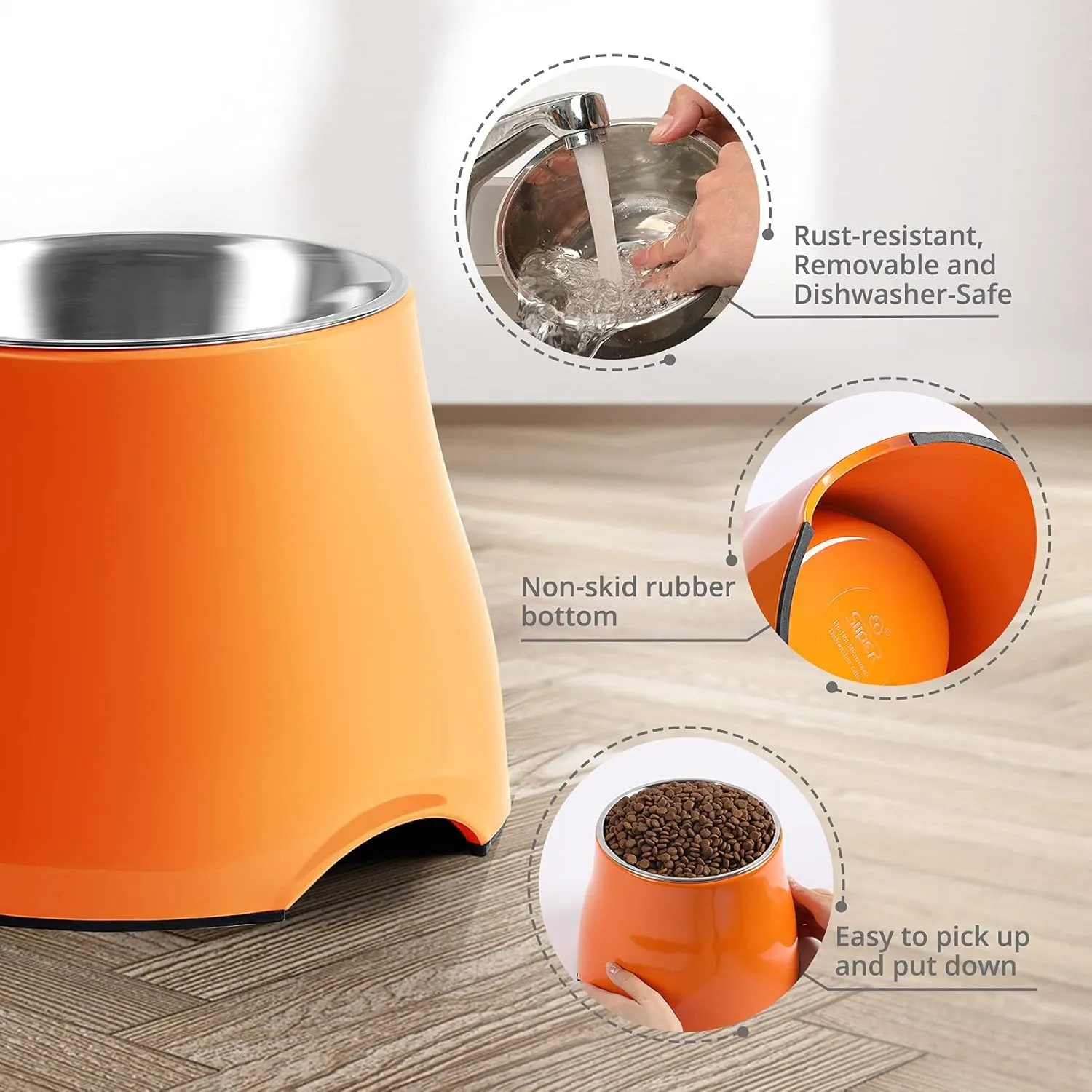 Fluffydream Elevated Dog Bowls,[Prevention of Vertebrae Disease][Super Non-Slip] Dog Bowl with Stainless Steel Bowl,High Capacity,forMedium/Small Size Dogs