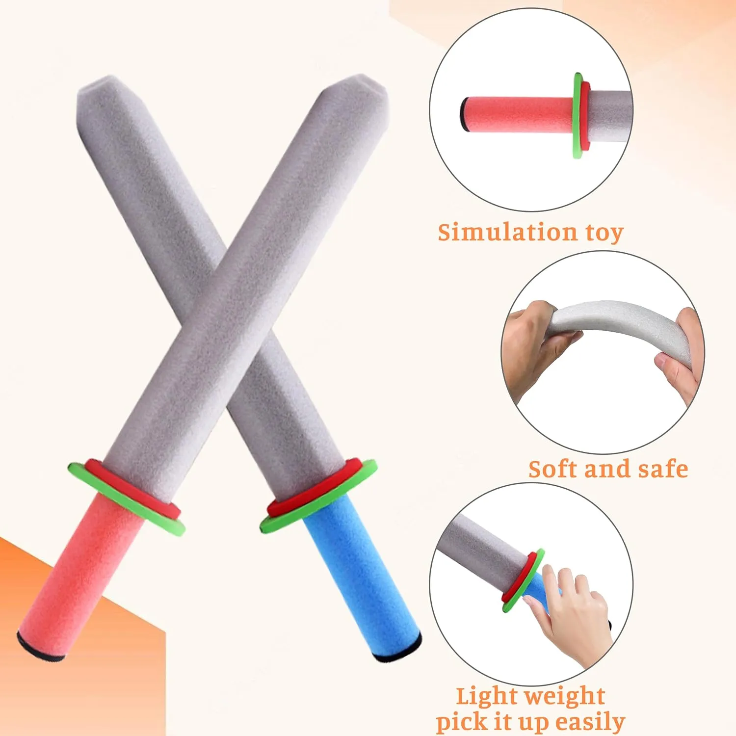 Foam Swords for Kids - 17 Inch Ninja Foam Prince Sword Weapons Toy Set Party Supplies Gift for Boys Girls, Kids Warrior Knights Pretend Play Safe Fighting Set (8 Pack)