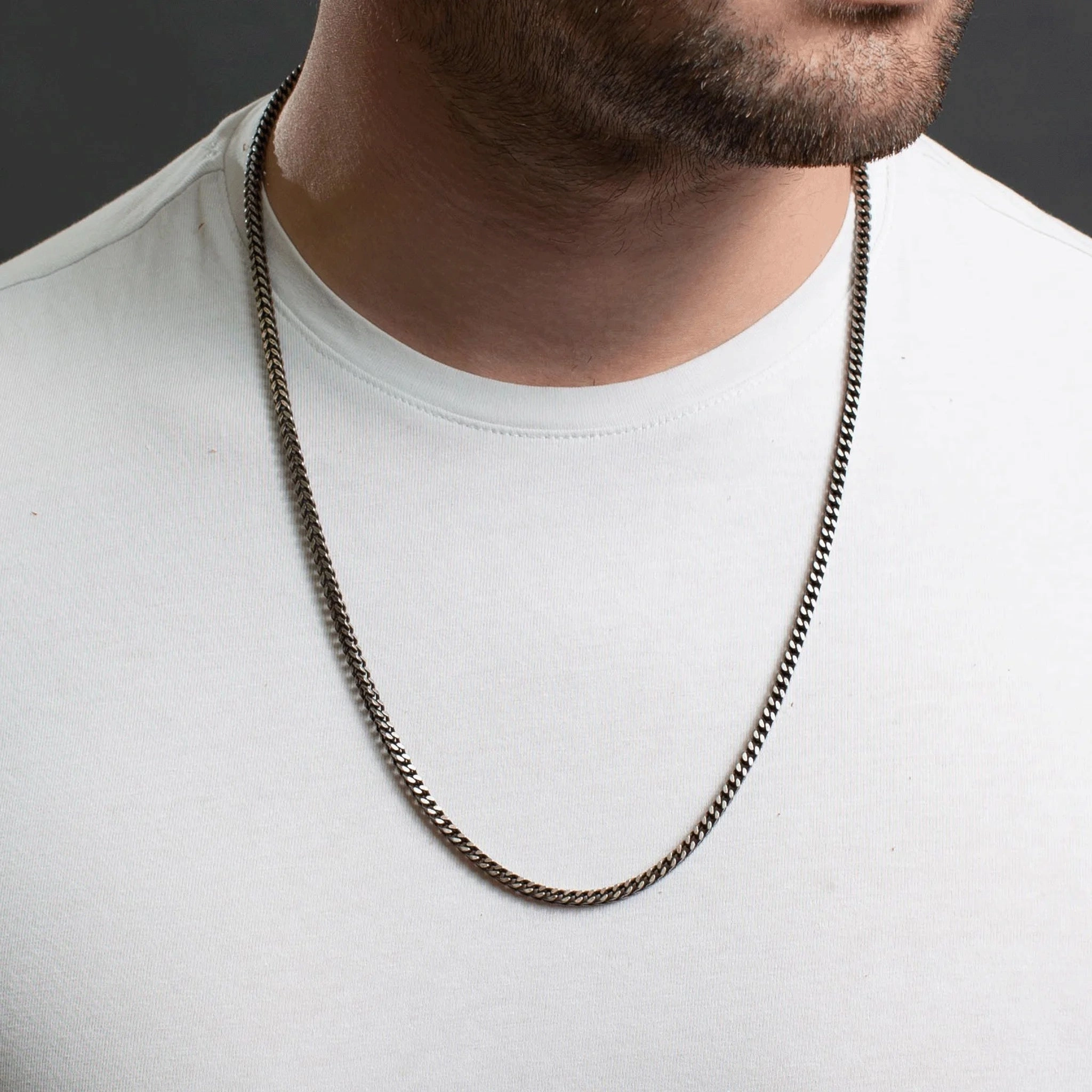 Francilo Gun Metal Grey Foxtail Chain Necklace