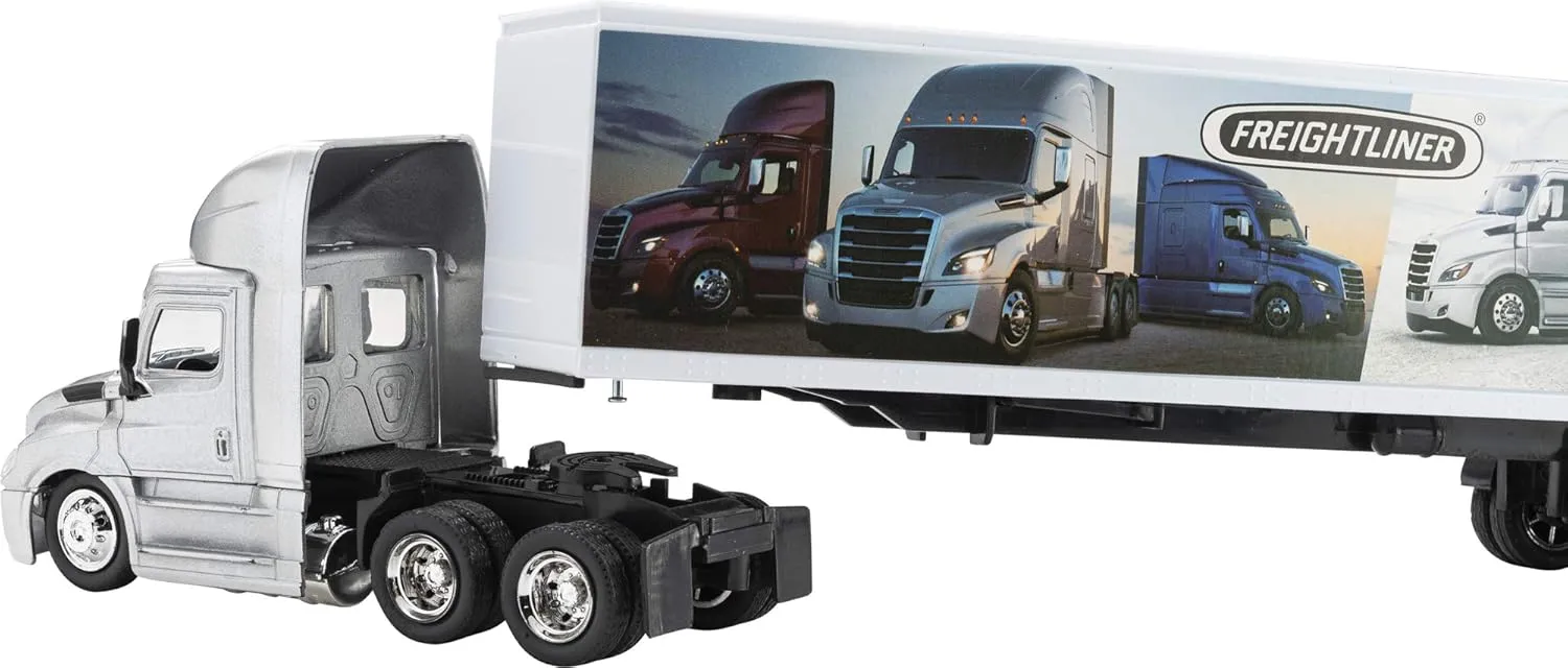 Freightliner Cascadia Tractor Trailer Play Toy Truck Vehicle for Kids, Freightliner Design, with Functions, Pre Built Semi, Realistic Look and Openable Doors Great Gift for Children