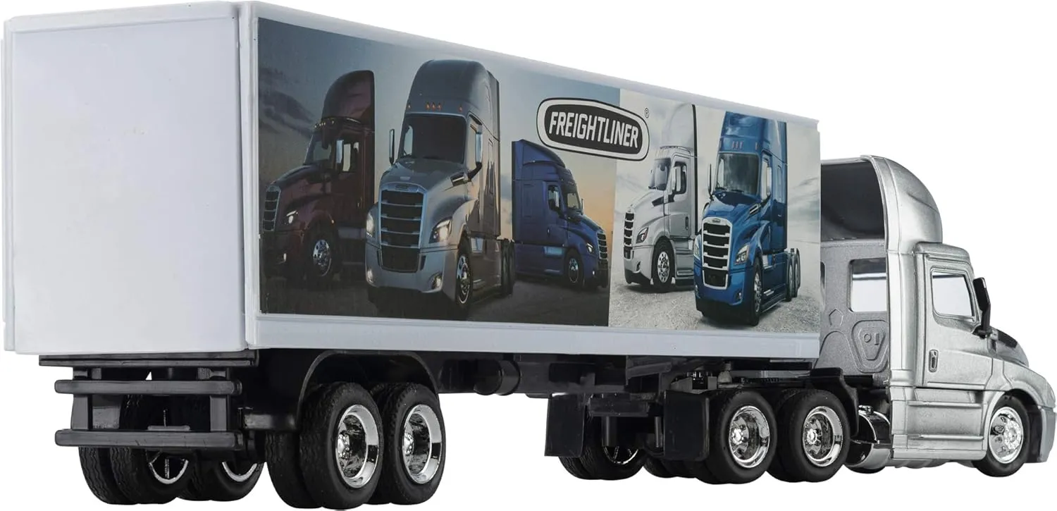 Freightliner Cascadia Tractor Trailer Play Toy Truck Vehicle for Kids, Freightliner Design, with Functions, Pre Built Semi, Realistic Look and Openable Doors Great Gift for Children