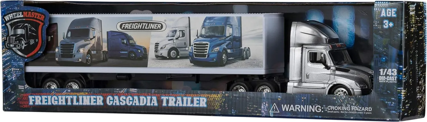 Freightliner Cascadia Tractor Trailer Play Toy Truck Vehicle for Kids, Freightliner Design, with Functions, Pre Built Semi, Realistic Look and Openable Doors Great Gift for Children