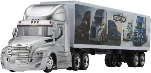 Freightliner Cascadia Tractor Trailer Play Toy Truck Vehicle for Kids, Freightliner Design, with Functions, Pre Built Semi, Realistic Look and Openable Doors Great Gift for Children