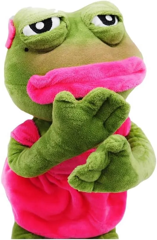 Frog Plush Toy Magic Emotive Frog Stuffed Animal Meme Doll,17.7 Inch Crystal Ultra Soft, Cute Home Gift, Interactive Toy for Children's Day