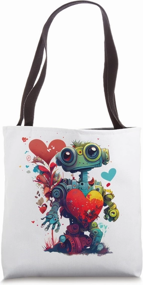 Fun robot with heart. Tote Bag
