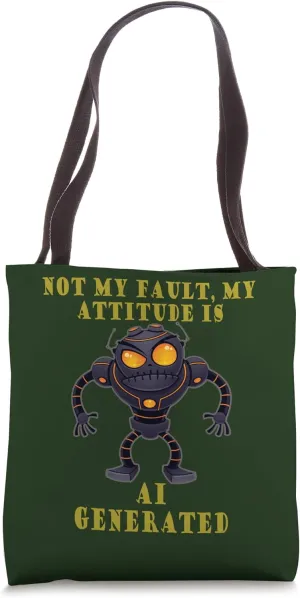 Funny AI Attitude, Not My Fault My Attitude is AI Generated Tote Bag