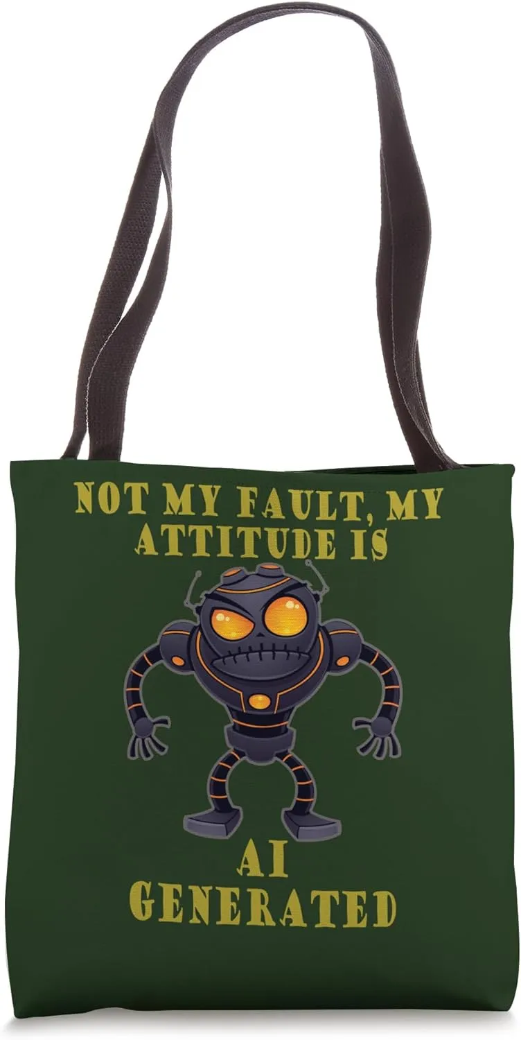 Funny AI Attitude, Not My Fault My Attitude is AI Generated Tote Bag