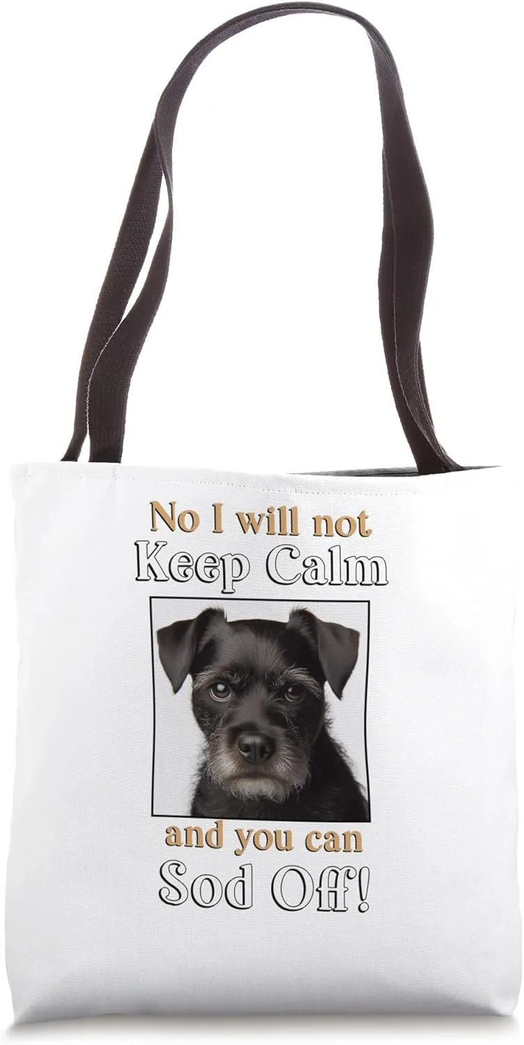 Funny Patterdale Terrier pet dog keep calm sod off Tote Bag