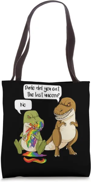 Funny T-Rex Ate Last Unicorn Joke Design Tote Bag