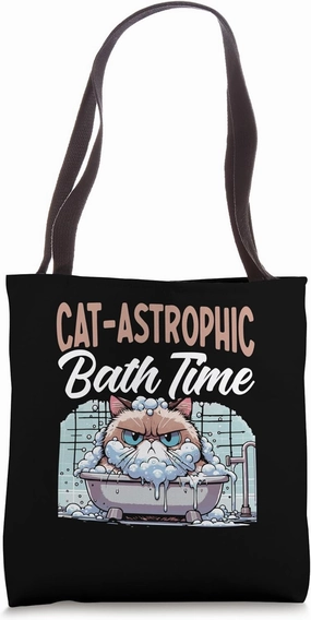 Funny Pet Grooming Cat Meme Shower Hygiene Cat Lover Groomer Tote Bag