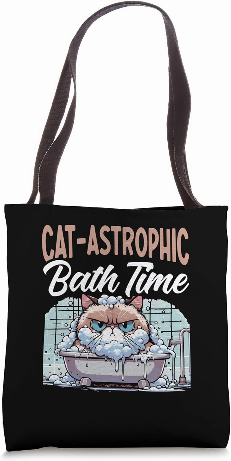 Funny Pet Grooming Cat Meme Shower Hygiene Cat Lover Groomer Tote Bag