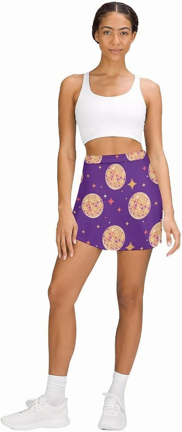 Funny Question Mark Pink Women's Golf Skirts with Inner Shorts Pockets High Waisted Athletic Skorts for Tennis Running