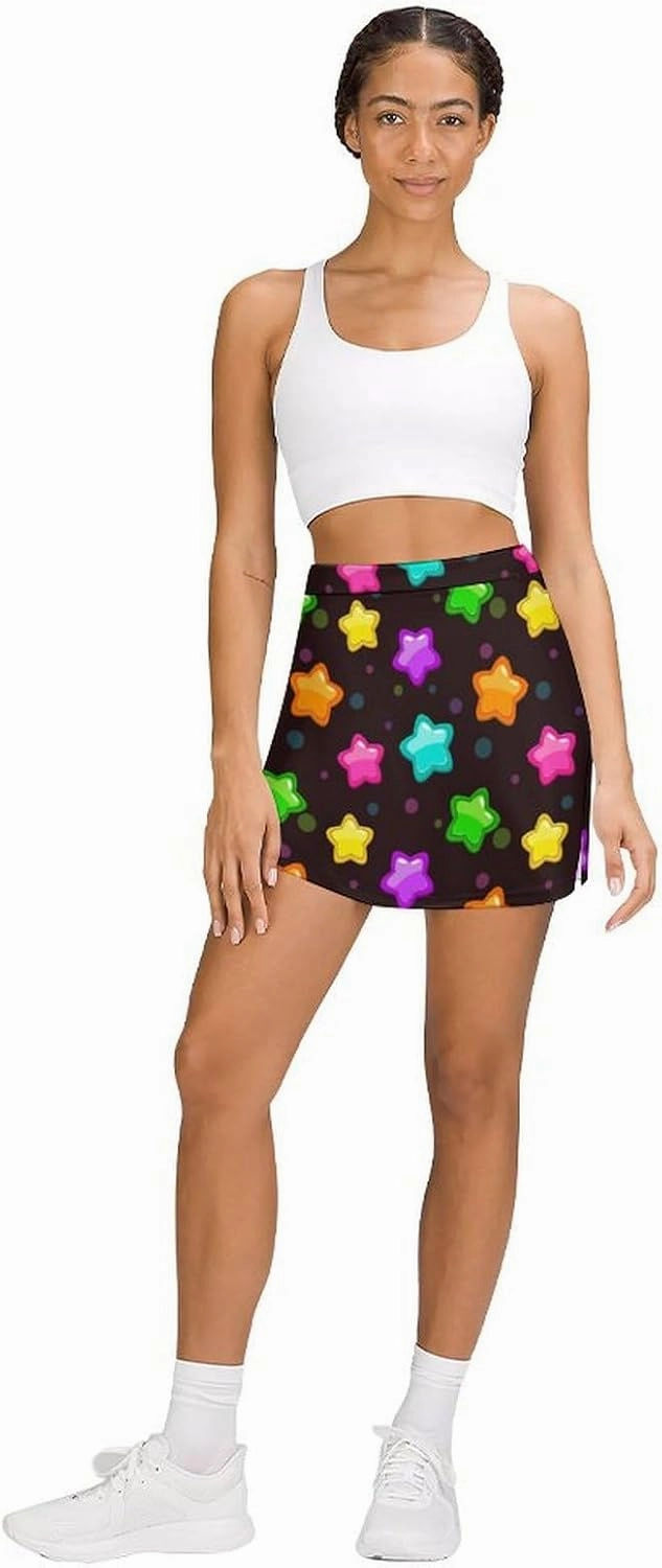 Funny Question Mark Pink Women's Golf Skirts with Inner Shorts Pockets High Waisted Athletic Skorts for Tennis Running