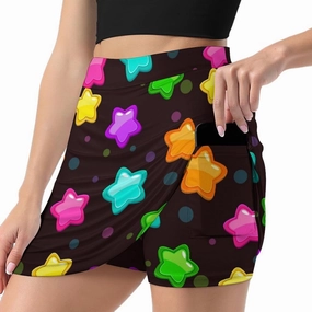 Funny Question Mark Pink Women's Golf Skirts with Inner Shorts Pockets High Waisted Athletic Skorts for Tennis Running