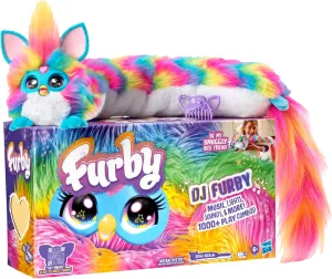 FURBY DJ Interactive Toy, Super Snuggly Rainbow Electronic Plush with Music, Lights, Motion, & Games, Speaks English & Furbish, 32in Long, Ages 6 