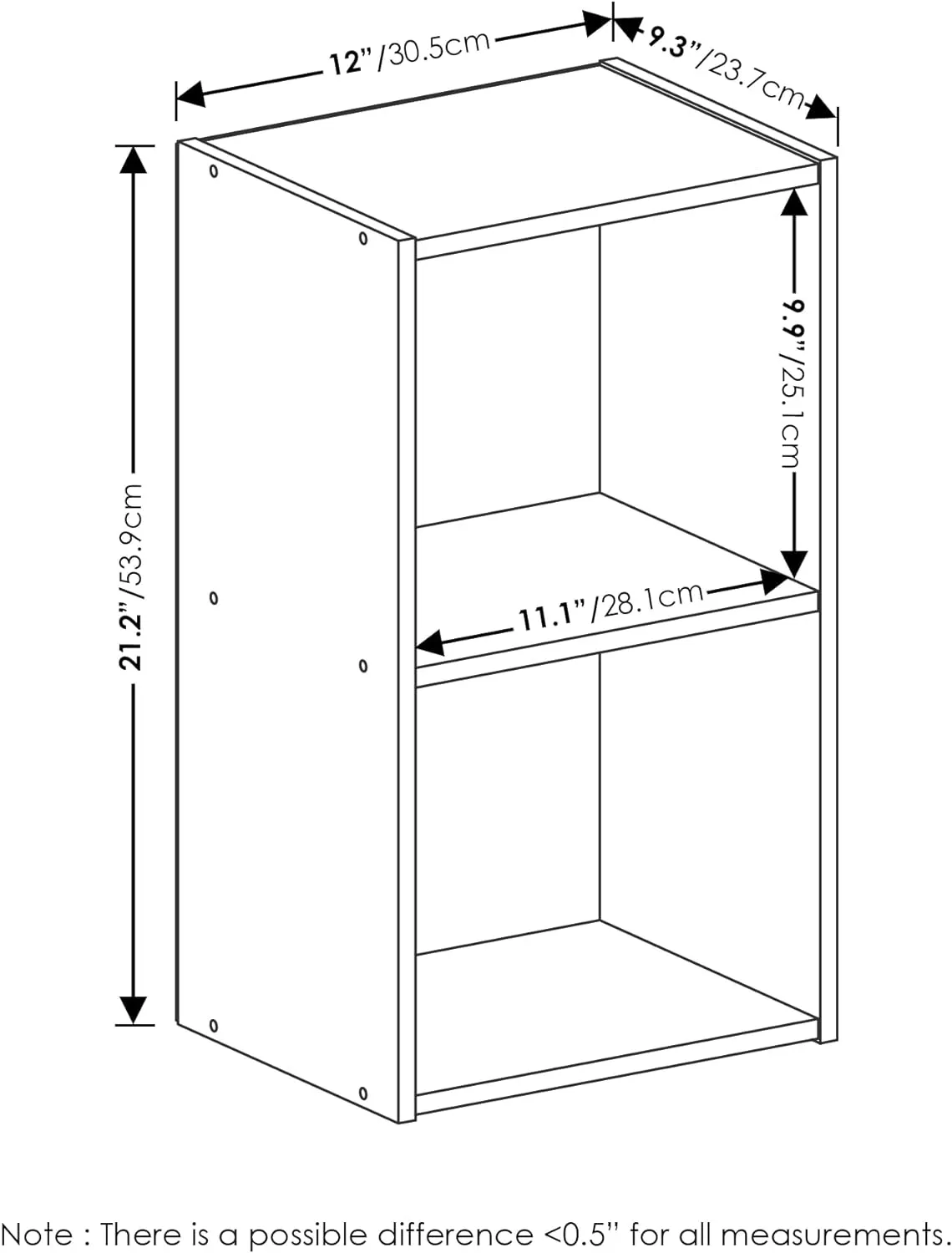 Furinno Luder Bookcase / Book / Storage, 2-Tier Cube, Blackwood