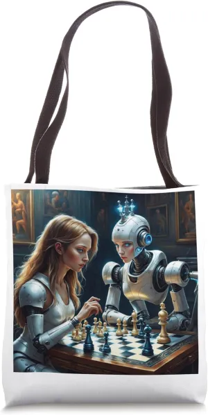 Future Vibes Sci Fi Robot Cute Futuristic Chess Tote Bag