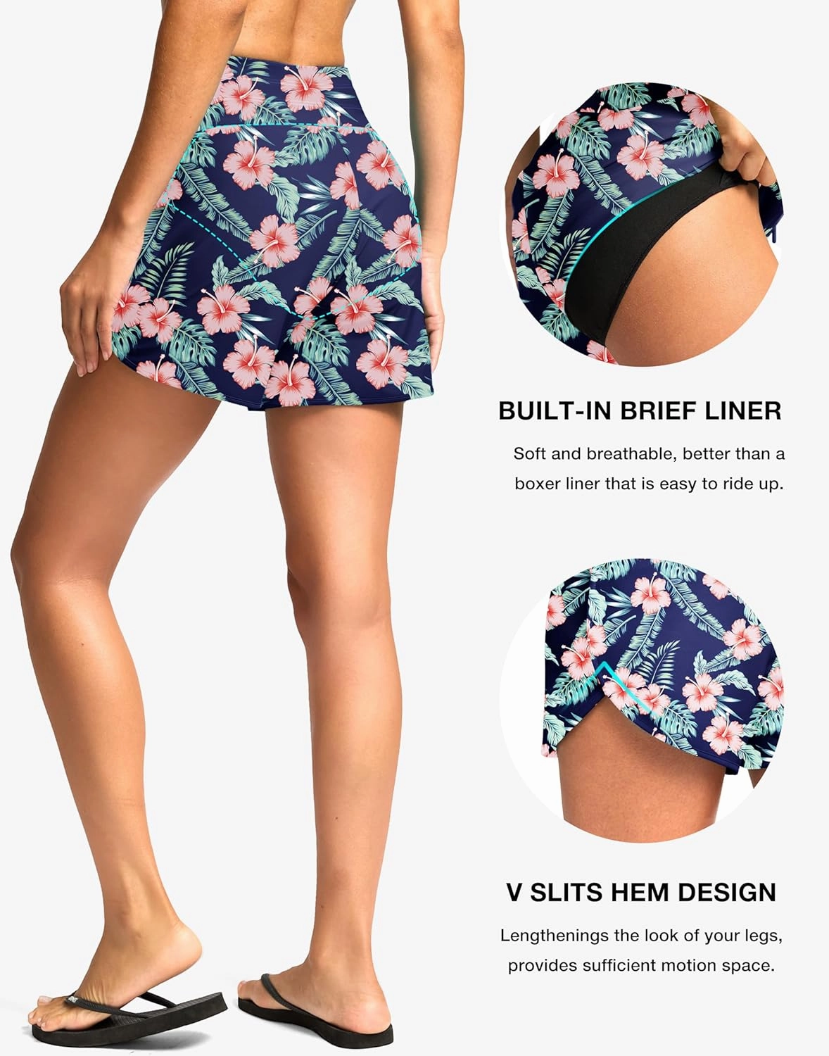 G Gradual Women's 4'' High Waisted Swim Board Shorts Quick Dry Swimming Bathing Suit Bottoms for Women with Pockets Liner