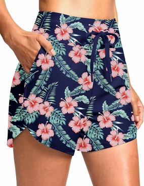 G Gradual Women's 4'' High Waisted Swim Board Shorts Quick Dry Swimming Bathing Suit Bottoms for Women with Pockets Liner